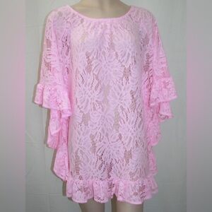 Lilly Pulitzer Atley Lace Coverup Dress Peony Pink Paradise Found sz L/XL